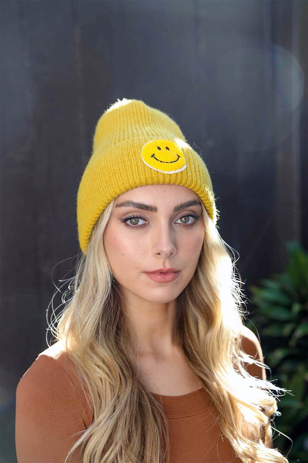 Smiley Face Ribbed Beanie ????-Soul Flow Apparel