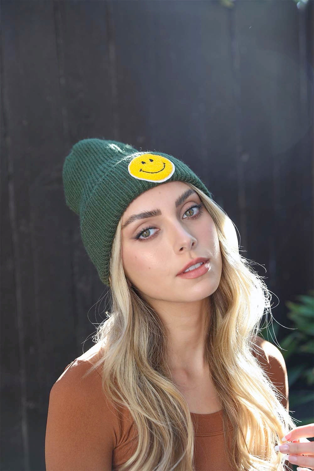 Smiley Face Ribbed Beanie ????-Soul Flow Apparel