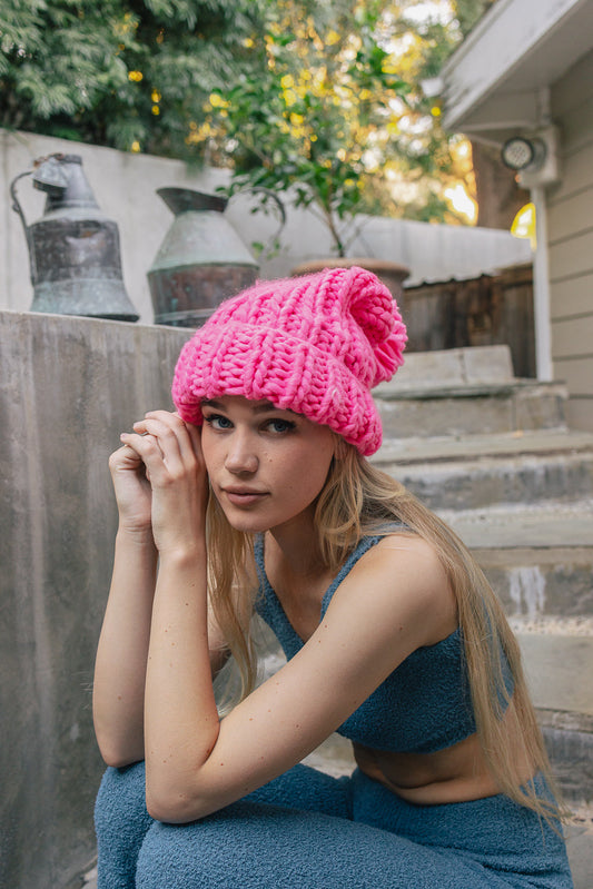 Soft Chunky Cable Knit Beanie-Soul Flow Apparel