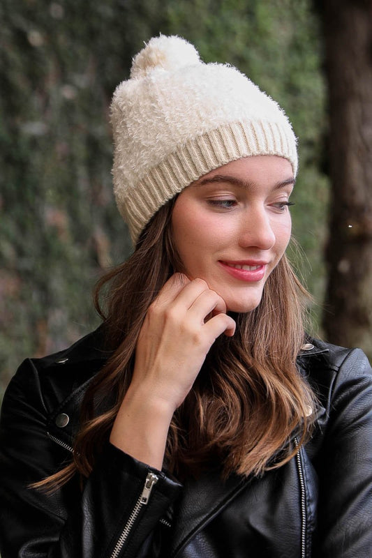 Soul Flow Apparel | Boho Soft Furry Pom Knit Beanie