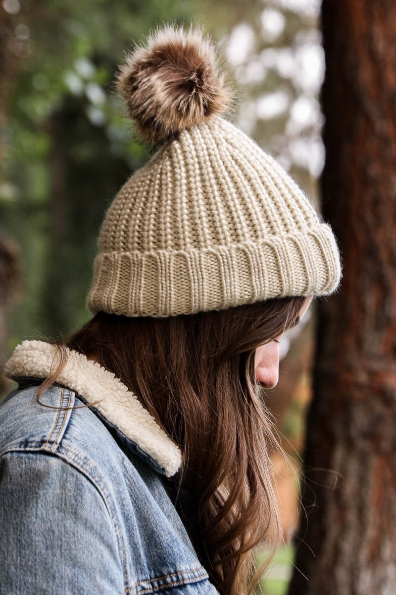 Soul Flow Apparel | Boho Soft Rib Knit Pom Beanie