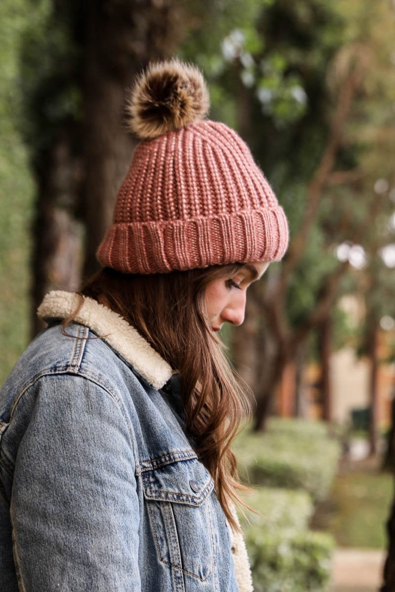 Soul Flow Apparel | Boho Soft Rib Knit Pom Beanie