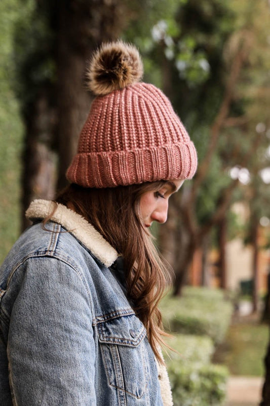 Soul Flow Apparel | Boho Soft Rib Knit Pom Beanie