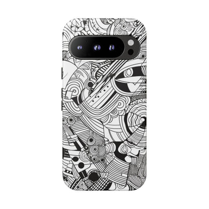 B&W ABSTRACT DOODLE | Tough Phone Case