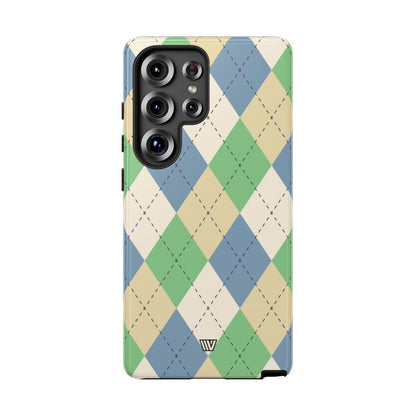 GREEN BLUE BEIGE ARGYLE | Tough Phone Case