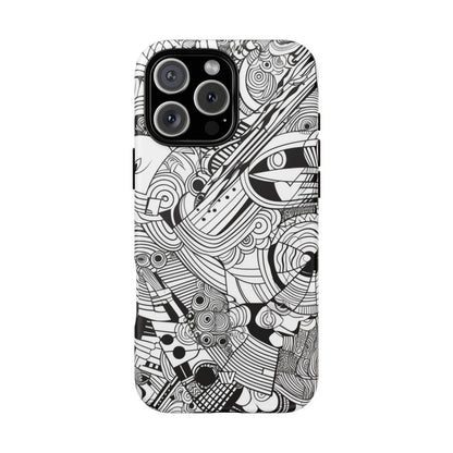 B&W ABSTRACT DOODLE | Tough Phone Case