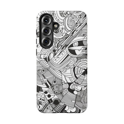B&W ABSTRACT DOODLE | Tough Phone Case