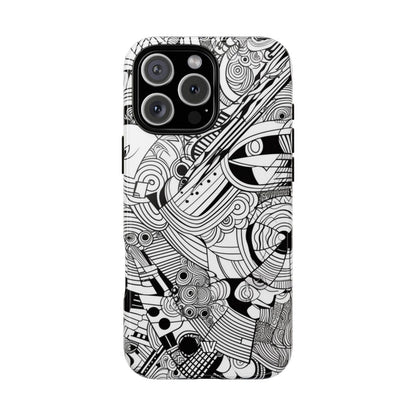B&W ABSTRACT DOODLE | Tough Phone Case