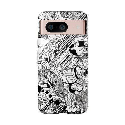 B&W ABSTRACT DOODLE | Tough Phone Case