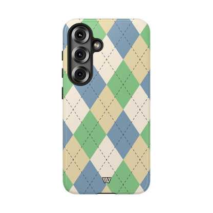 GREEN BLUE BEIGE ARGYLE | Tough Phone Case