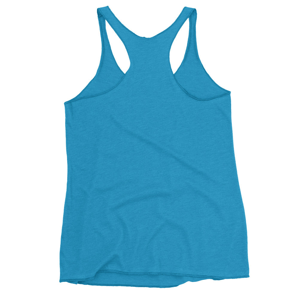Blue racerback yoga tank top flatlay, lightweight stretch fabric, Yoga Tank, Yoga Shirt, Yoga Apparel by Soul Flow Yoga Store