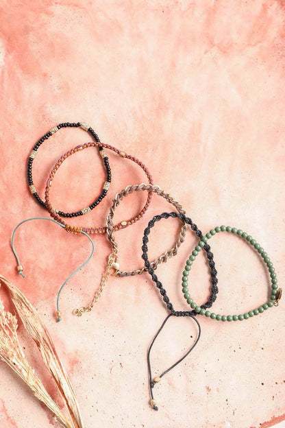 Stackable Bead & Woven Cord Bracelet-Soul Flow Apparel