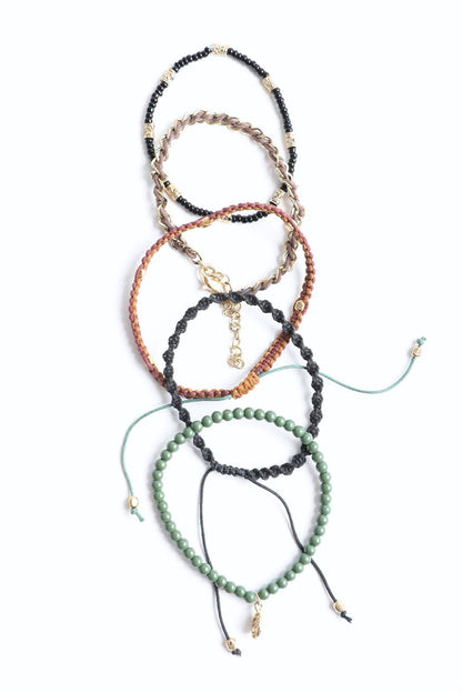 Stackable Bead & Woven Cord Bracelet-Soul Flow Apparel