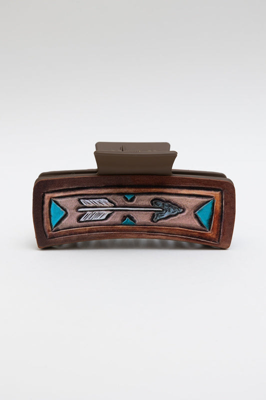 Stone Tipped Arrow Hair Claw – Artistic Tribal Pattern Clam Clip ????-Soul Flow Apparel