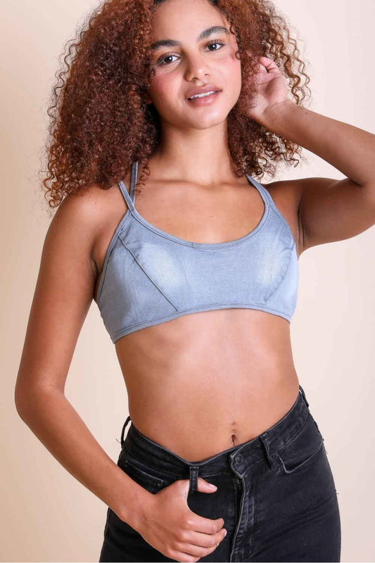 Stone Washed Denim Bralette-Soul Flow Apparel