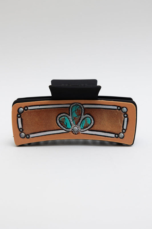 Stoney Turquoise Hair Claw – Artistic Floral Clam Clip ????-Soul Flow Apparel