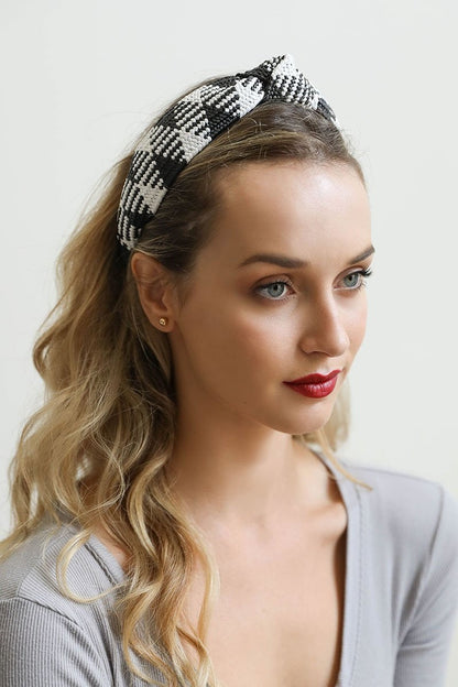 Straw Rattan Knotted Headband Hats & Hair Black/White
