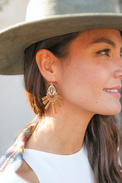 Suede Fringe Beaded Earrings-Soul Flow Apparel