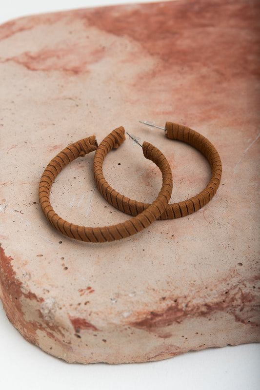 Suede Leather Wrapped Hoop Earrings-Soul Flow Apparel