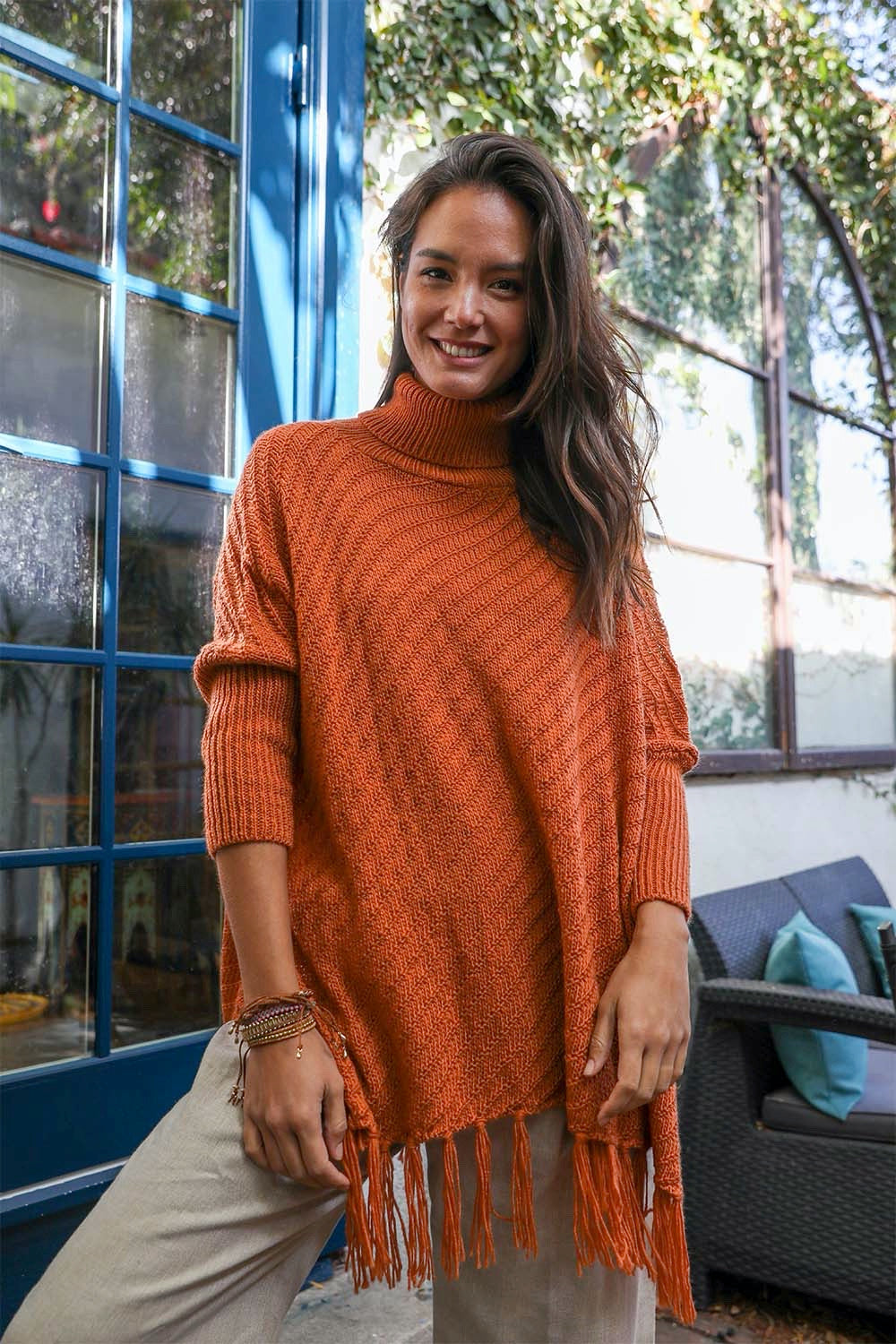Sweater Weather Roll-Neck Poncho-Soul Flow Apparel