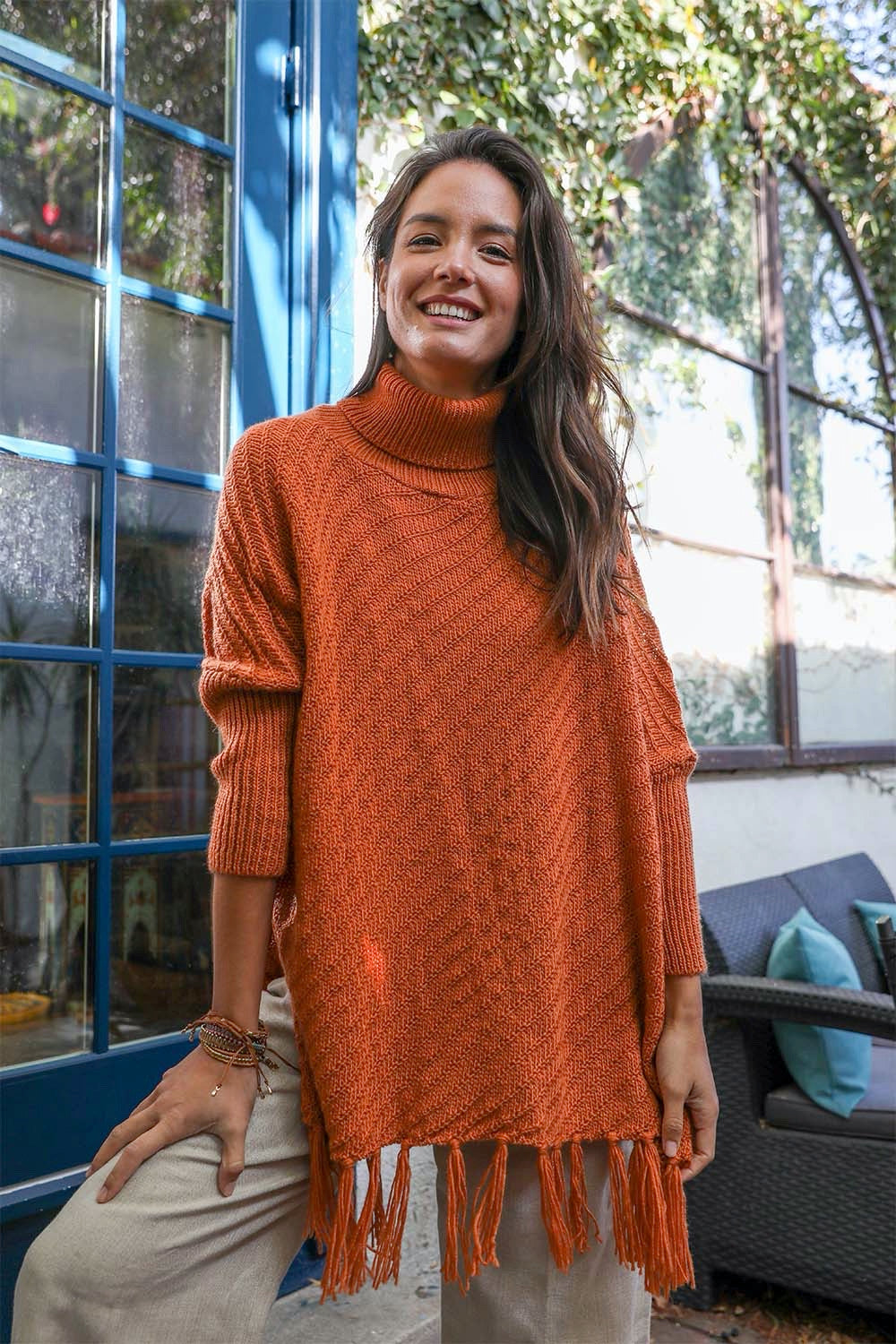 Sweater Weather Roll-Neck Poncho-Soul Flow Apparel