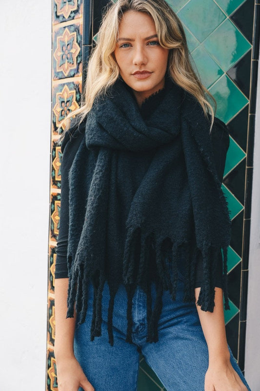 Soul Flow Apparel | Boho Tassel Trim Blanket Scarf