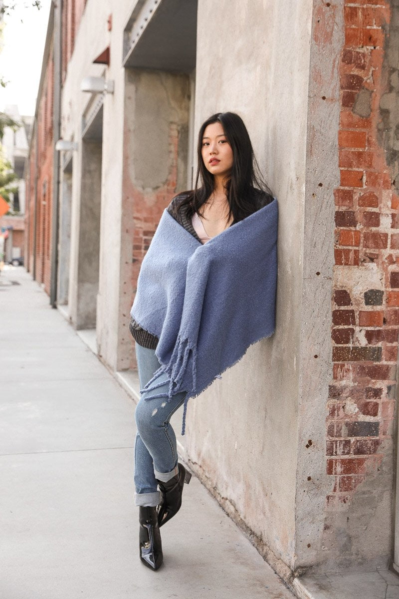 Tassel Trim Blanket Scarf-Soul Flow Apparel
