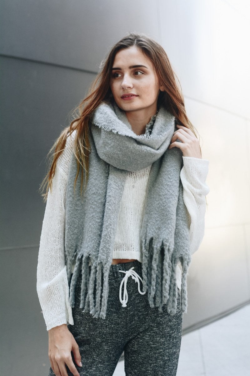 Tassel Trim Blanket Scarf-Soul Flow Apparel