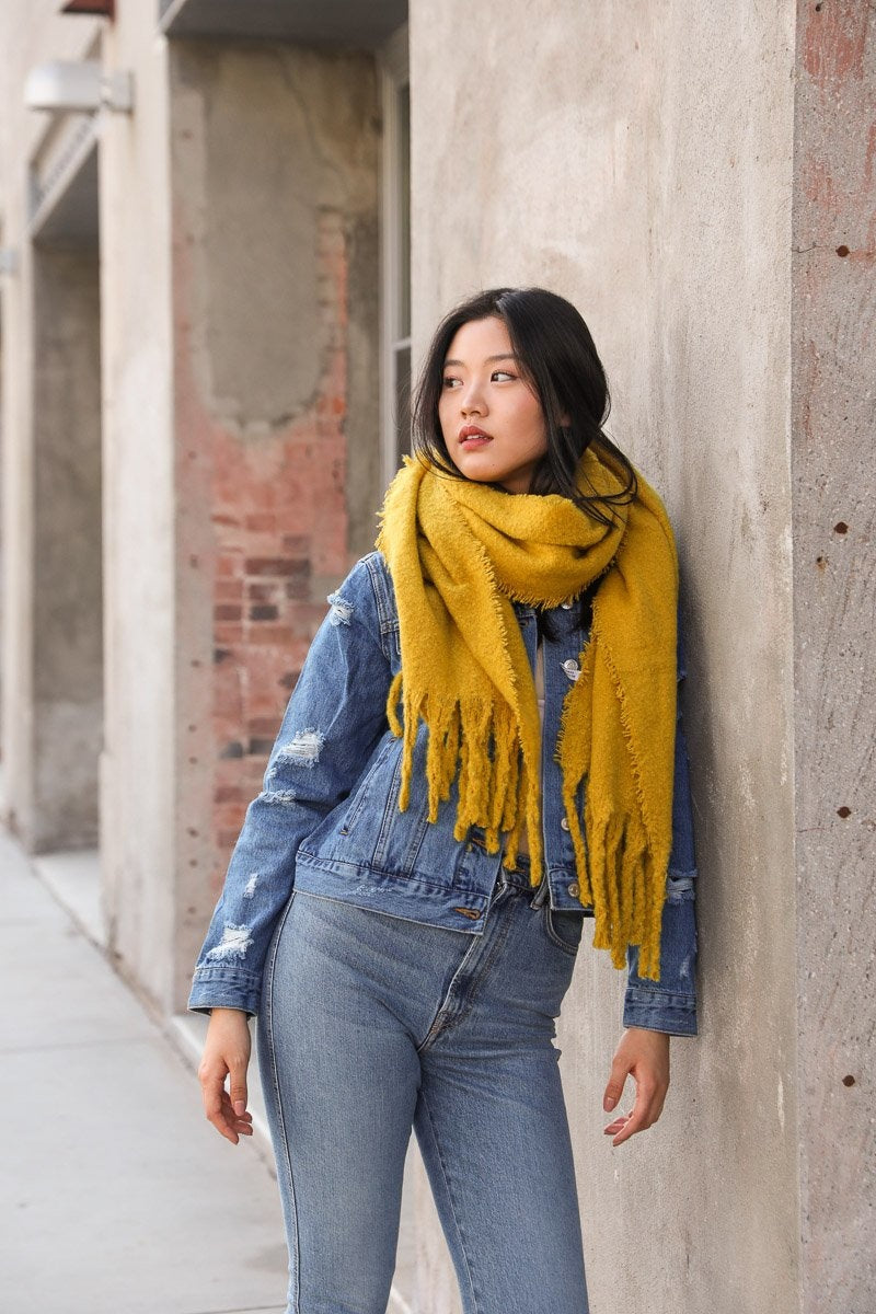 Tassel Trim Blanket Scarf-Soul Flow Apparel