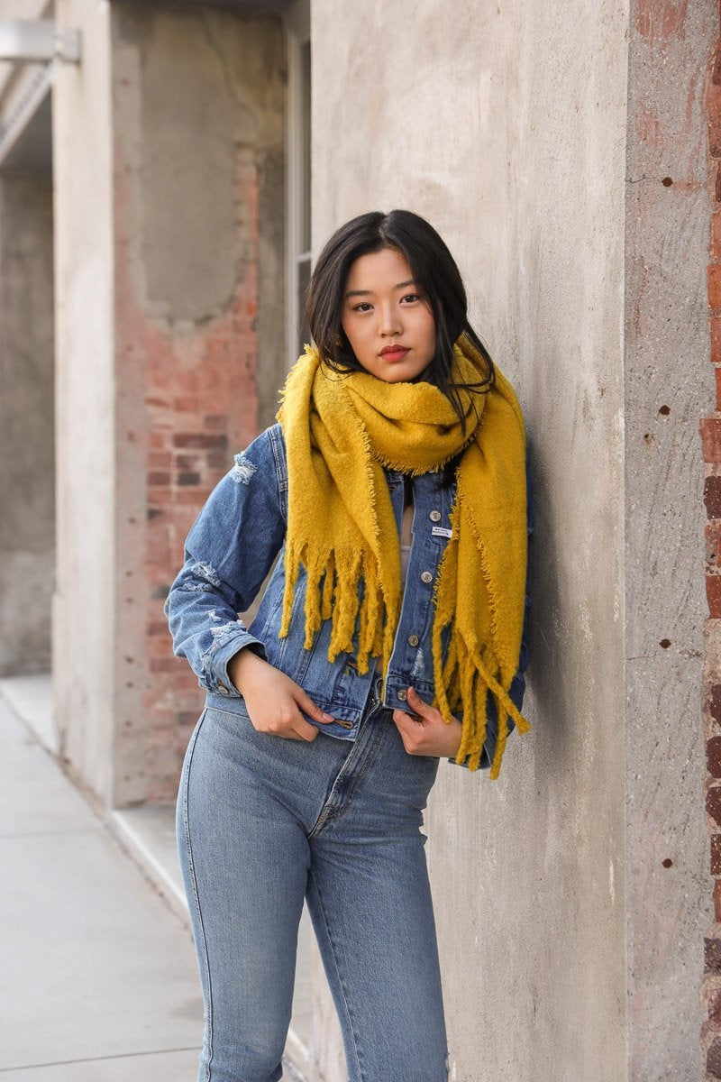 Tassel Trim Blanket Scarf-Soul Flow Apparel