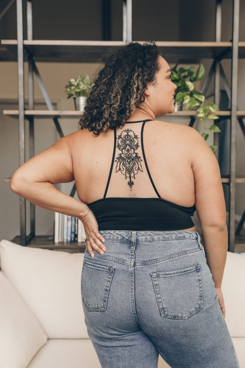 Tattoo Back Bralette – Seamless Design with Mesh Detail-Soul Flow Apparel