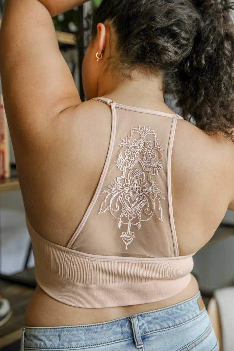 Tattoo Back Bralette – Seamless Design with Mesh Detail-Soul Flow Apparel