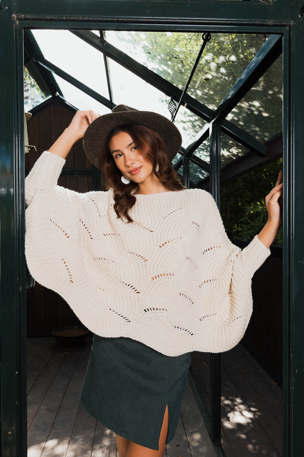 Texture Trend Sleeve-Knit Poncho-Soul Flow Apparel