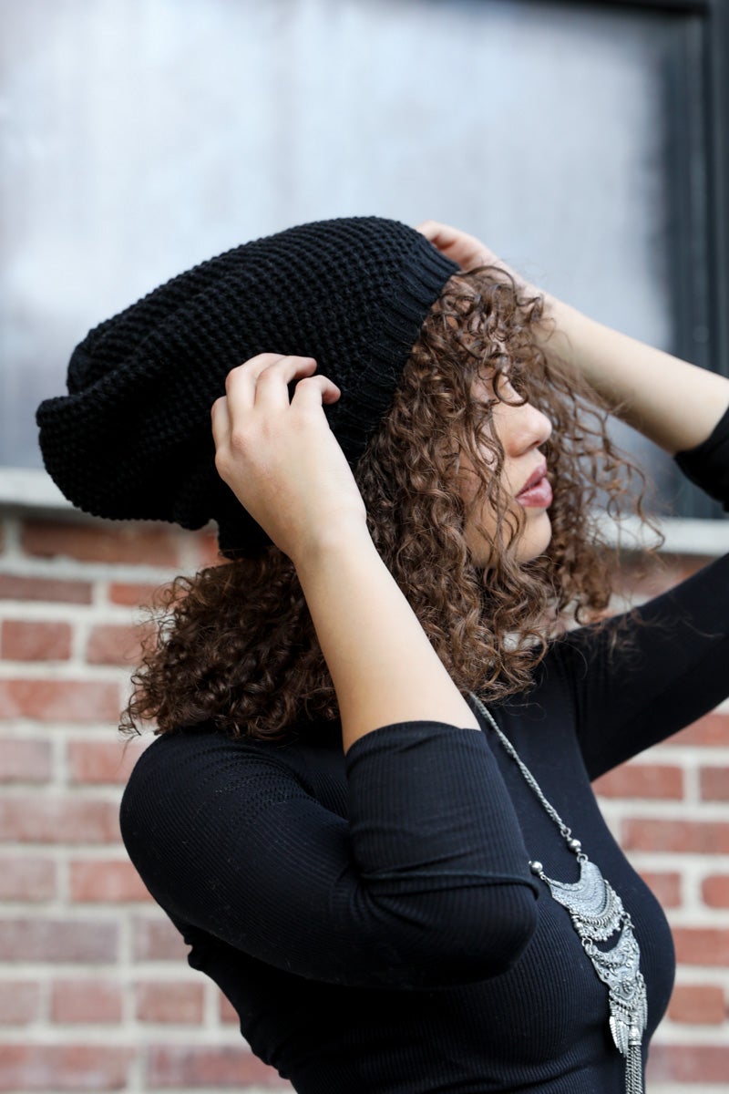Textured Slouch Beanie-Soul Flow Apparel