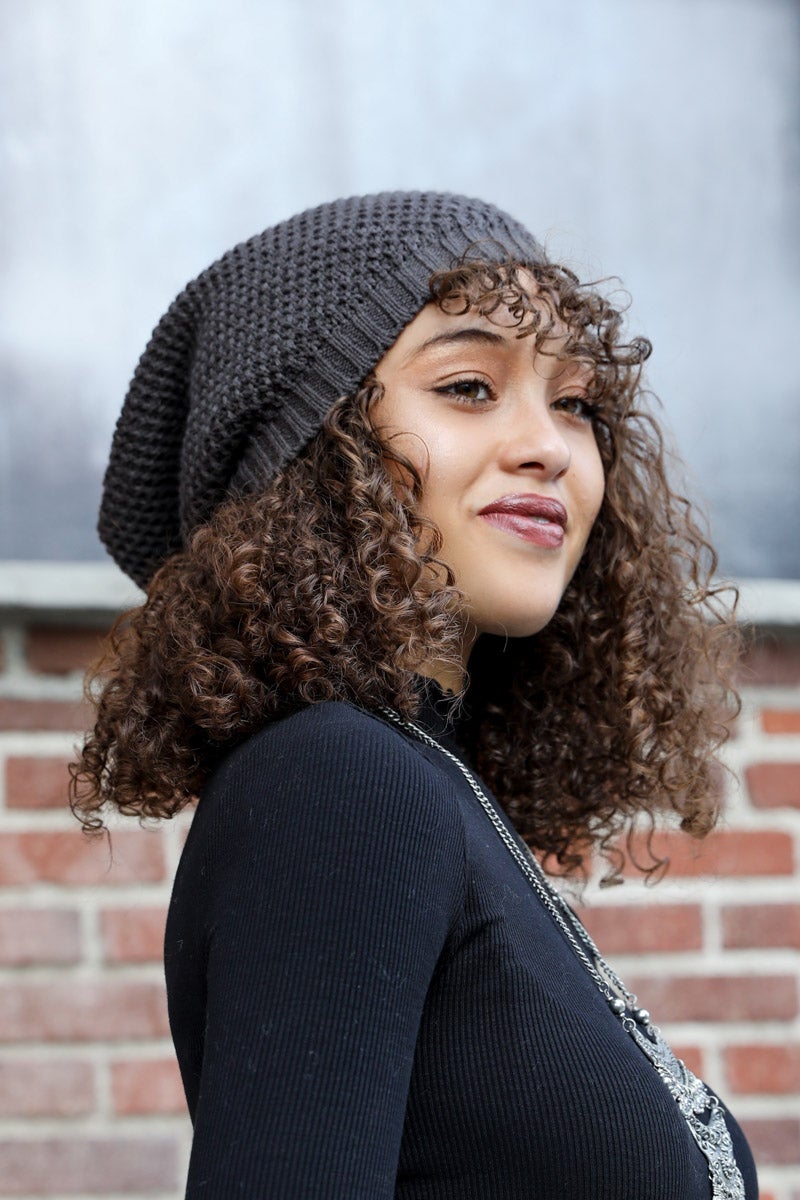 Textured Slouch Beanie-Soul Flow Apparel