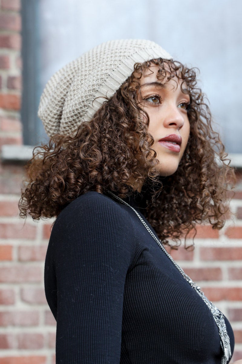 Textured Slouch Beanie-Soul Flow Apparel