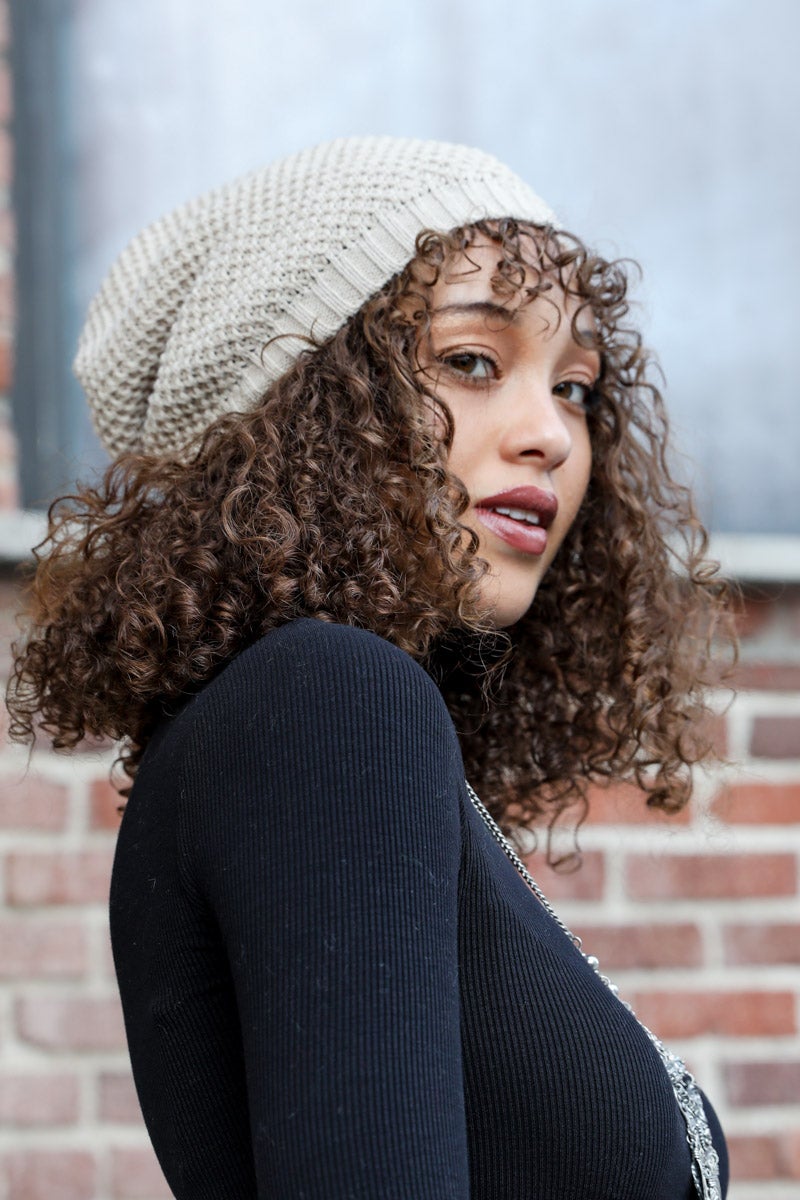 Textured Slouch Beanie-Soul Flow Apparel