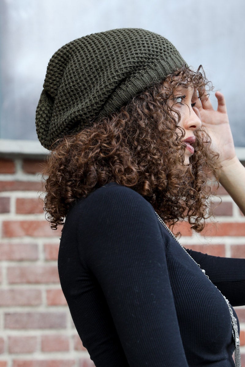 Textured Slouch Beanie-Soul Flow Apparel