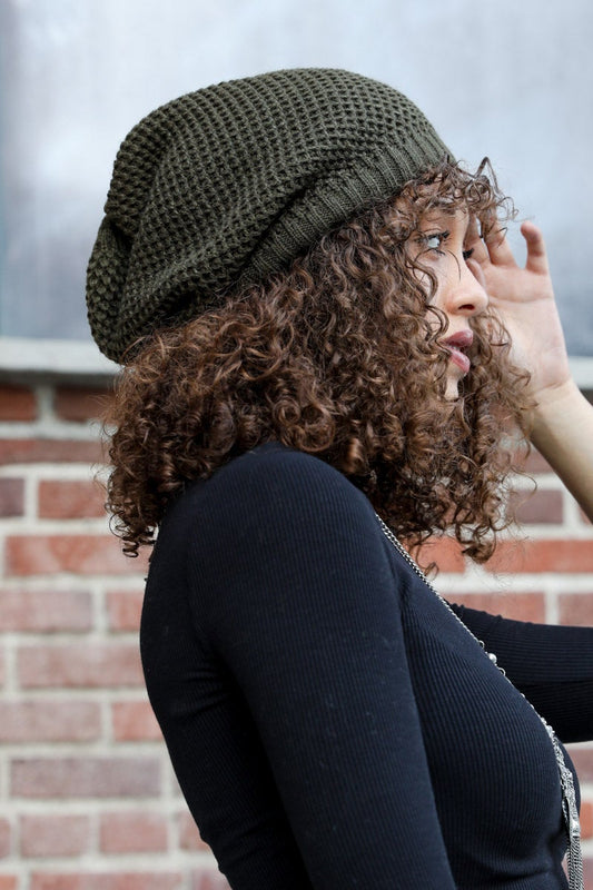 Textured Slouch Beanie-Soul Flow Apparel