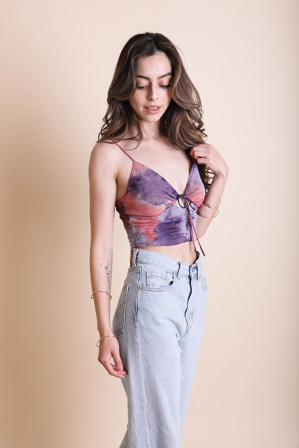 Tie Dye Mesh Keyhole Brami-Soul Flow Apparel