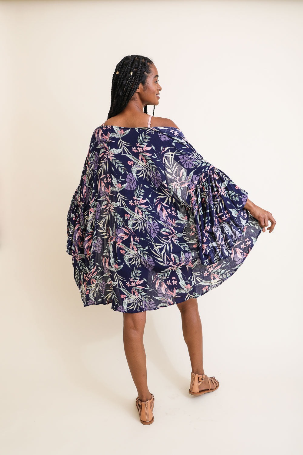 Tropical Vibe Draped Sleeve Kimono-Soul Flow Apparel