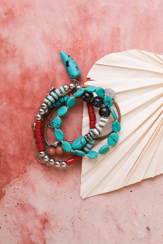 Turquoise Stackable Charm Bracelet-Soul Flow Apparel