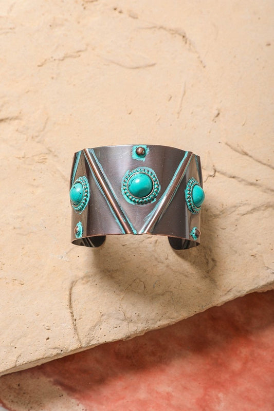 Turquoise Stone Studded Cuff-Soul Flow Apparel
