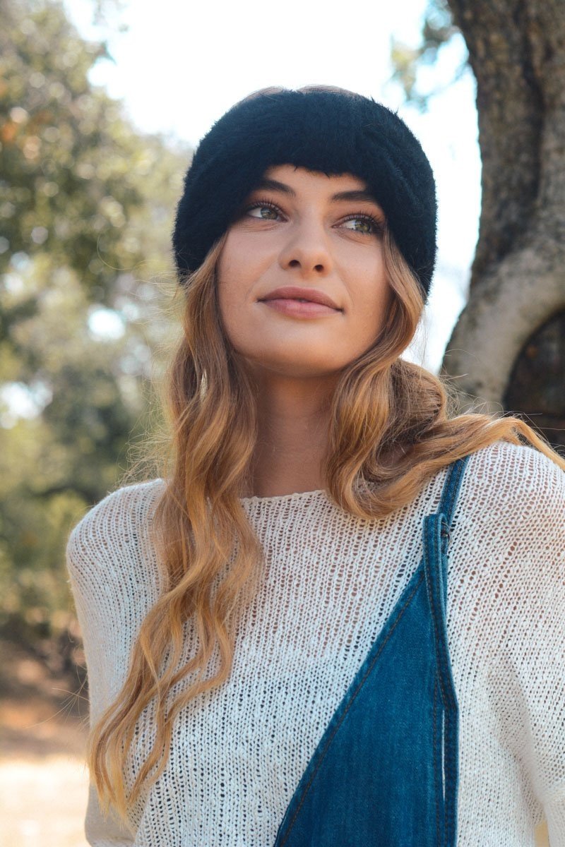 Ultra Soft Mohair Headband Hats & Hair Black
