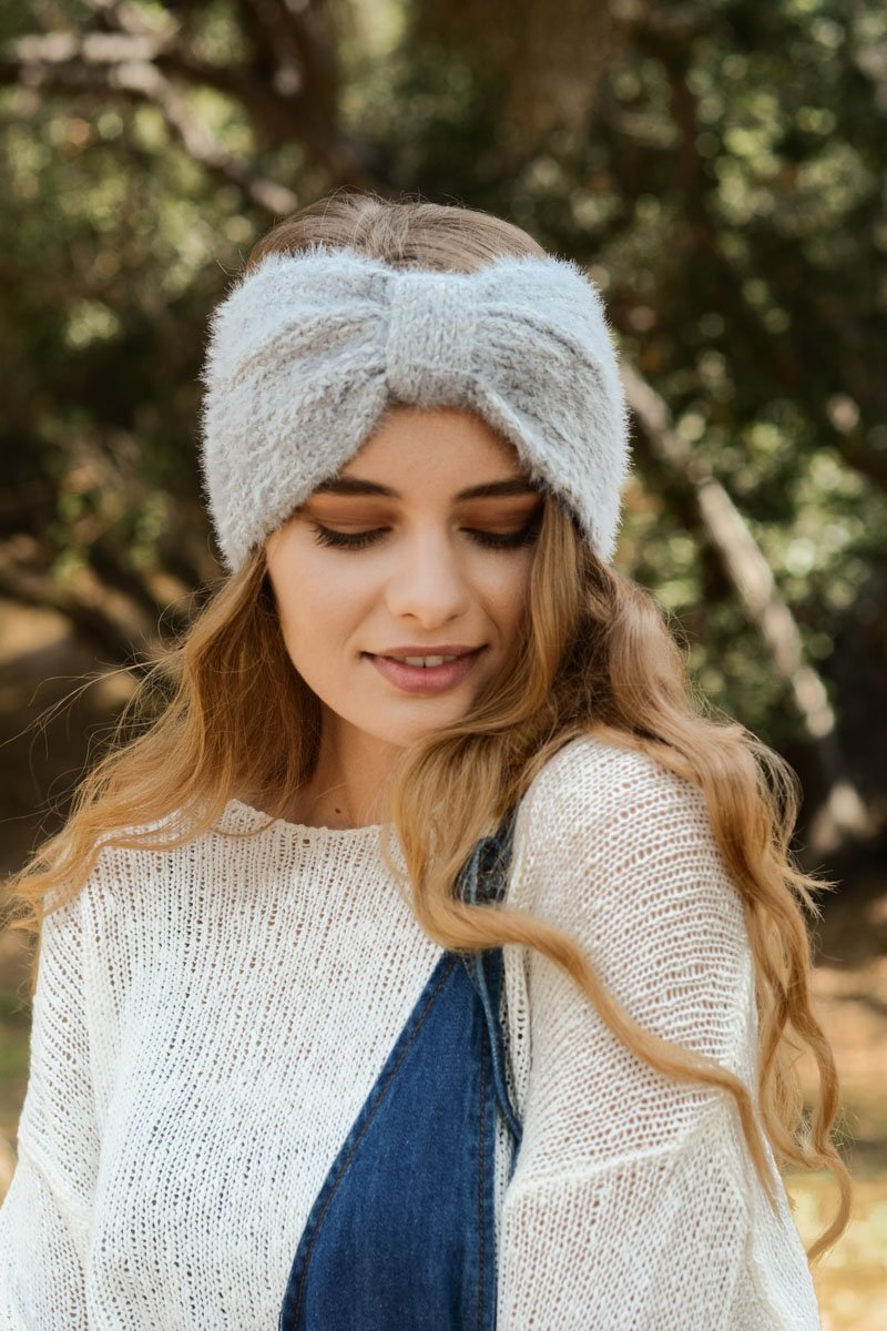 Ultra Soft Mohair Headband Hats & Hair Gray