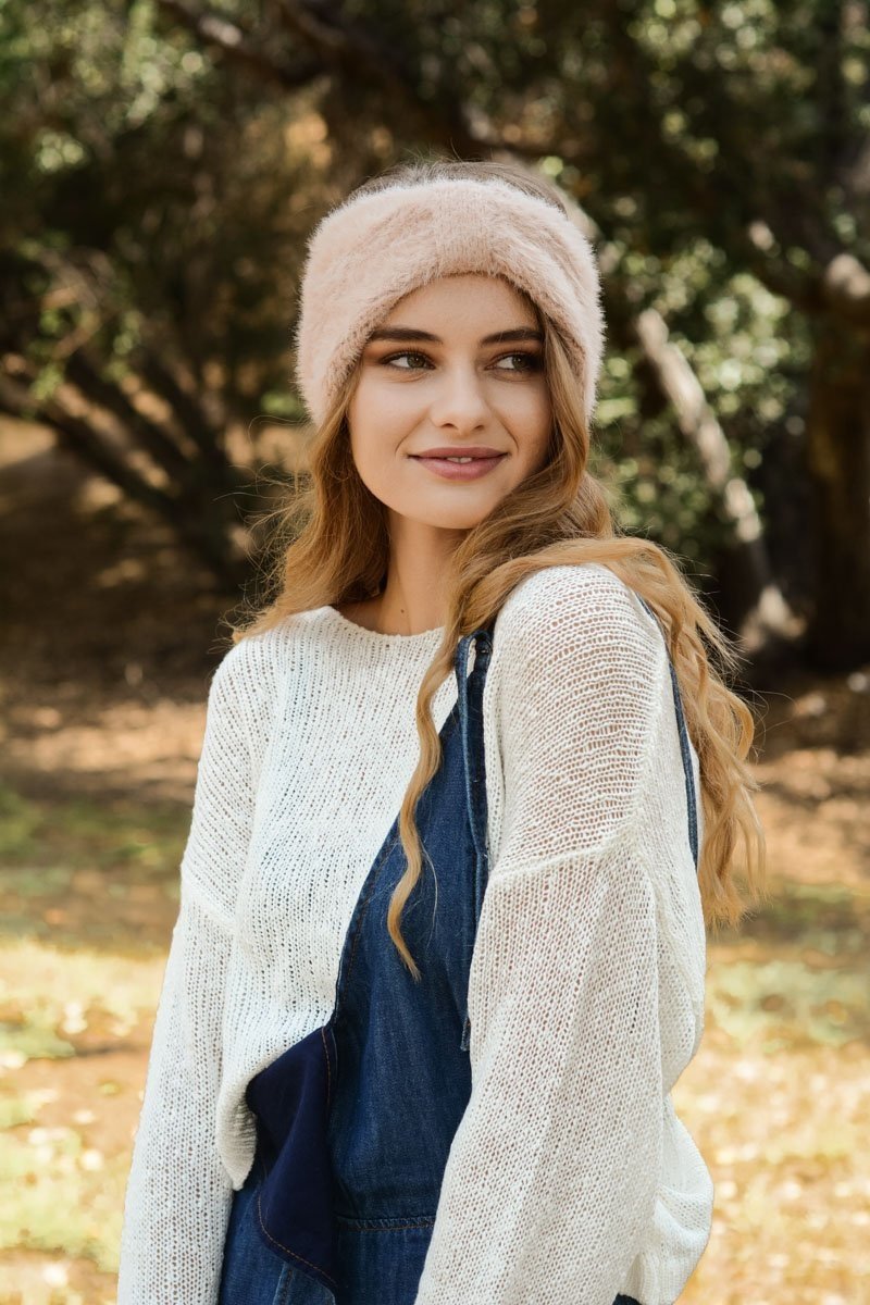 Ultra Soft Mohair Headband Hats & Hair Pink