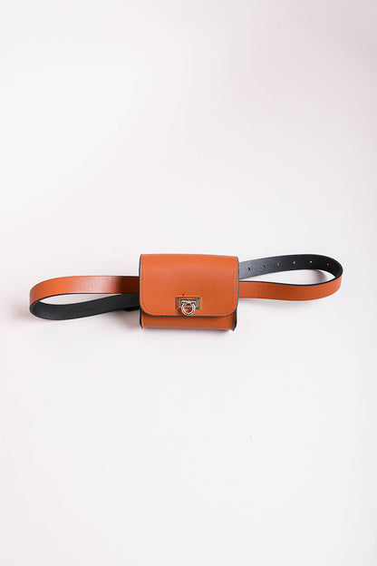 Mini Faux Leather Belt Bag – Chic with Gold Link Chain-Soul Flow Apparel