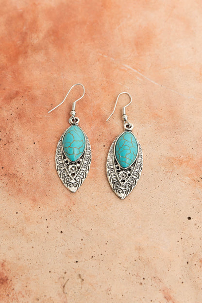 Vintage Engraved Turquoise Earrings-Soul Flow Apparel