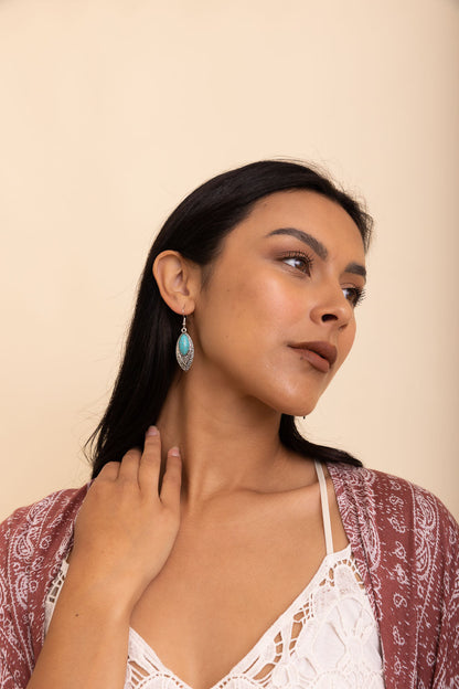 Vintage Engraved Turquoise Earrings-Soul Flow Apparel