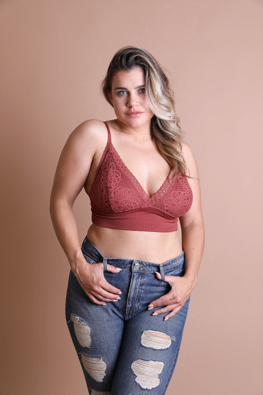 Waistband Loop Lace Brami Plus Size – Elegant Stretchy Lace Cami-Soul Flow Apparel